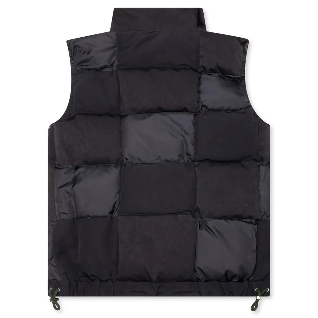 Faux Suede Mix Vest - Black