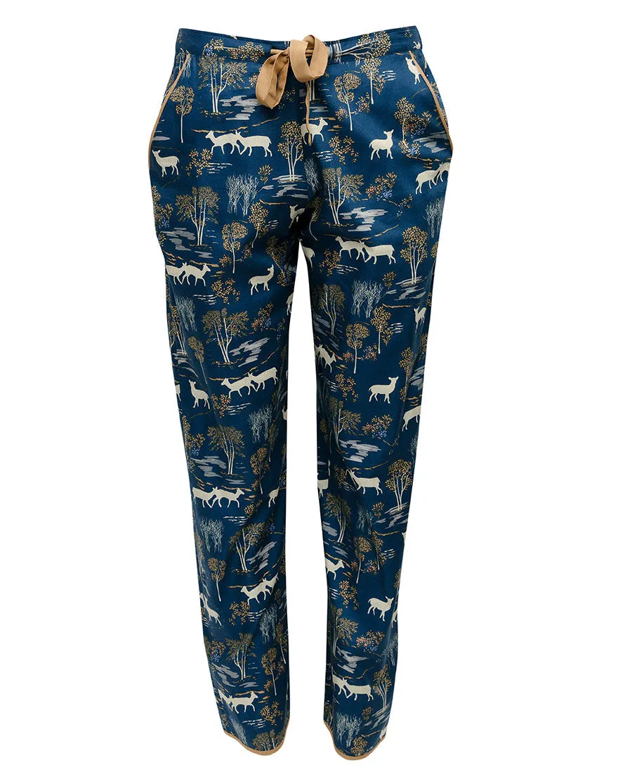 Fawn Blue Woodland Print Pyjama Bottoms