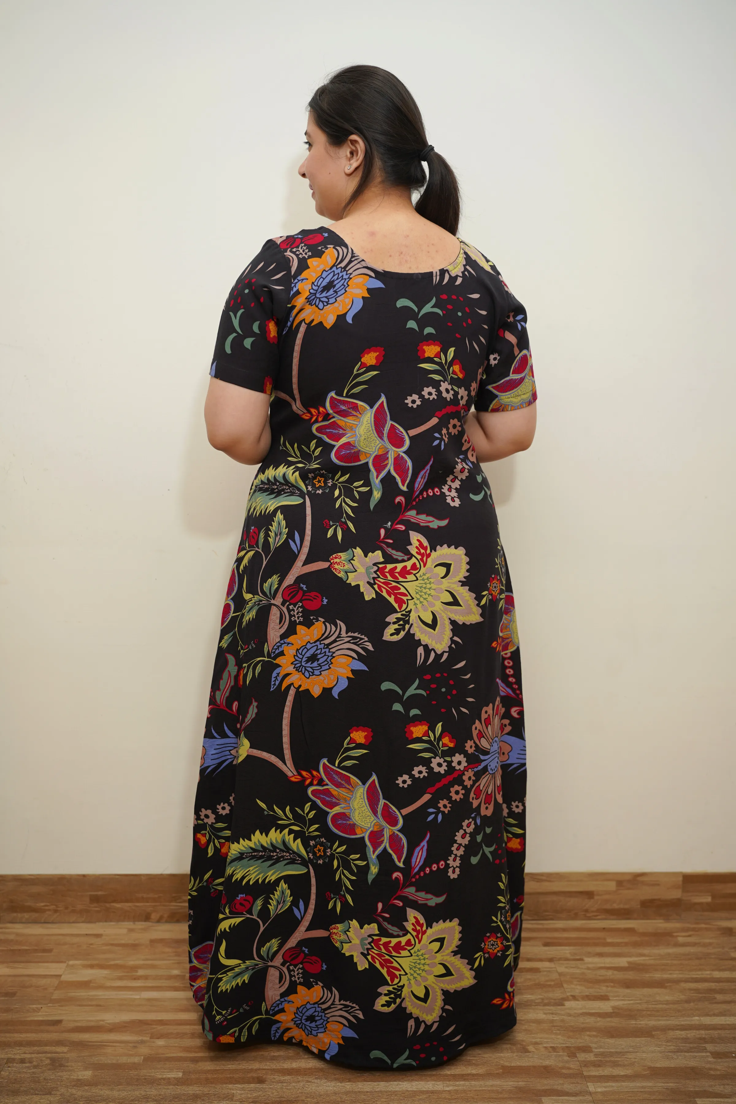 Floral Twilight Rayon Night Gown