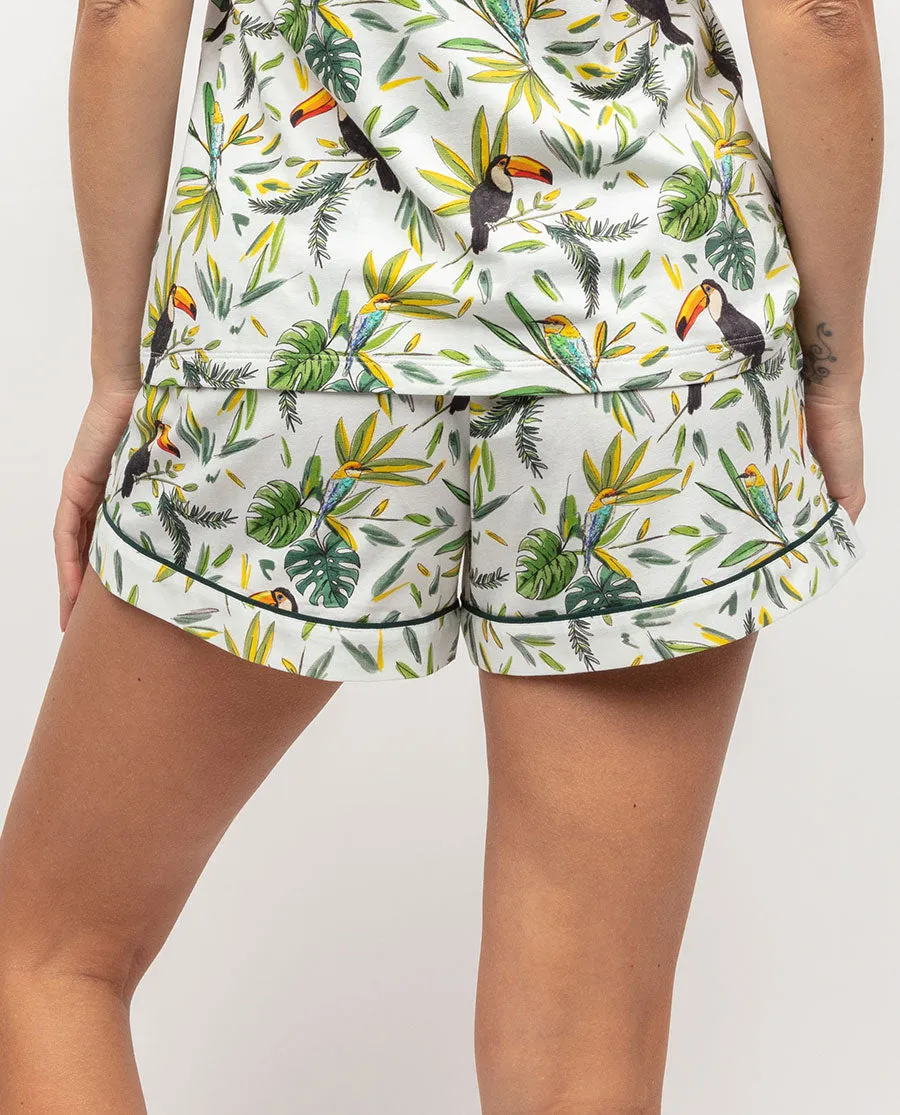 Gabrielle Toucan Printed Jersey Shorts