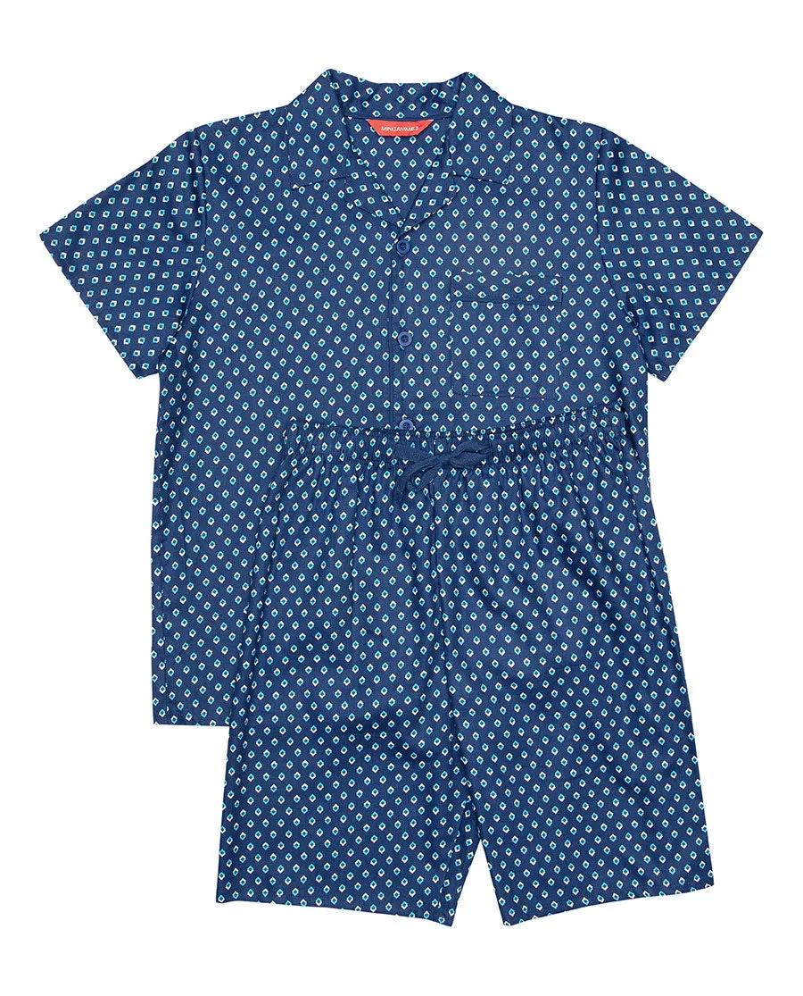 George Blue Geo Print Shorty Set