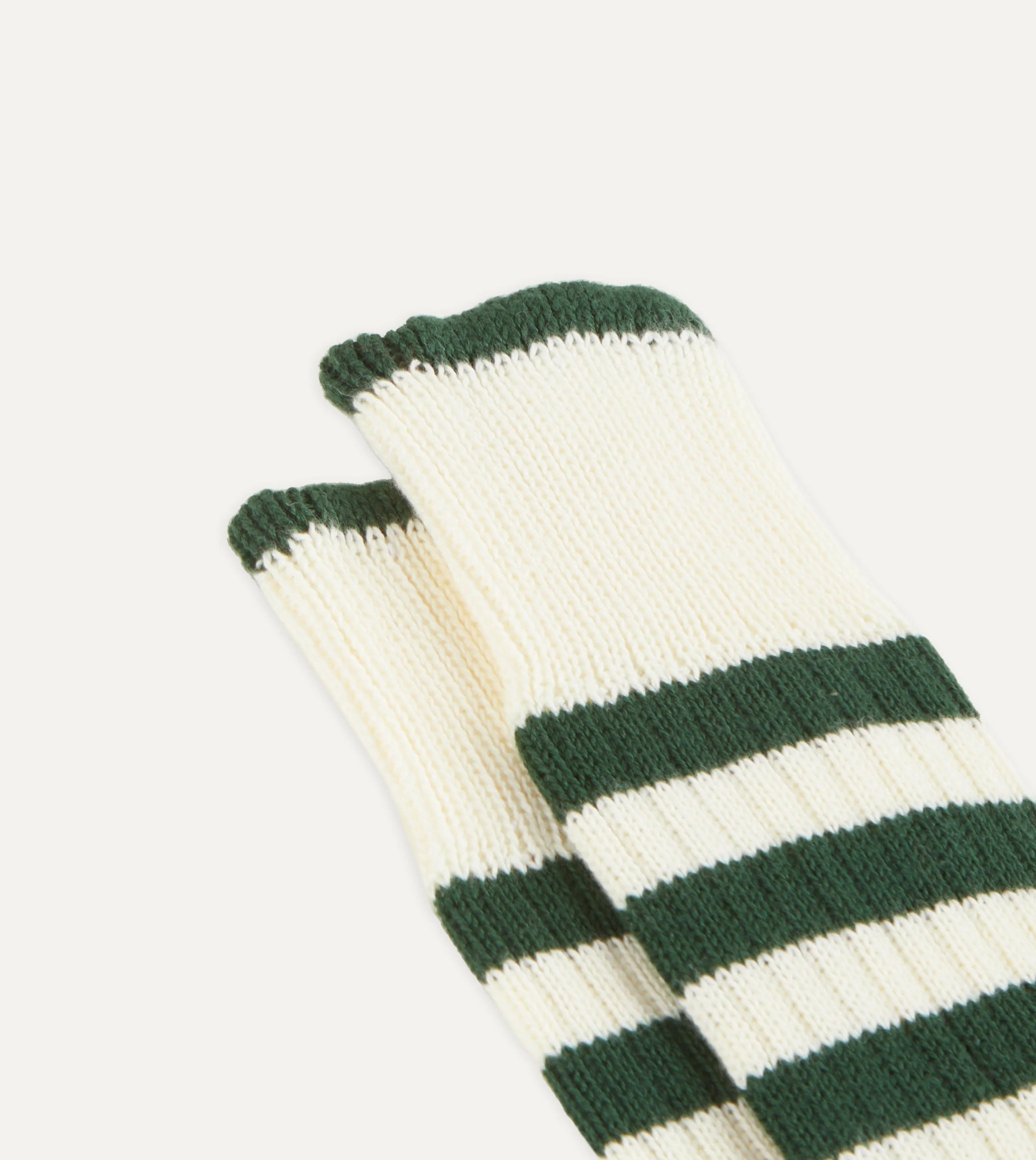 Green and Ecru Heavy Striped Sport Socks