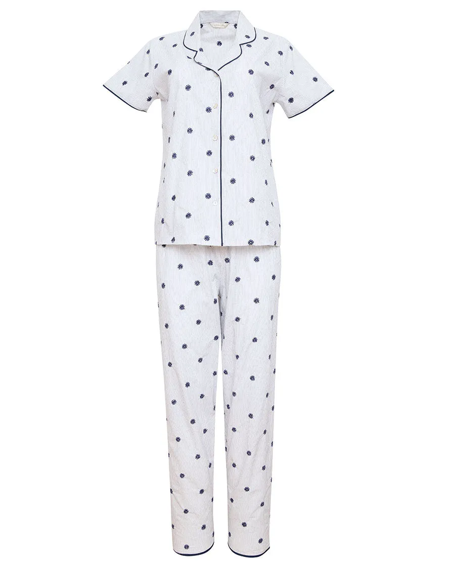 Jolene Stab Stitch Embroidered Pyjama Set