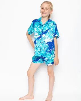 Joni Blue Splash Print Shorty Set