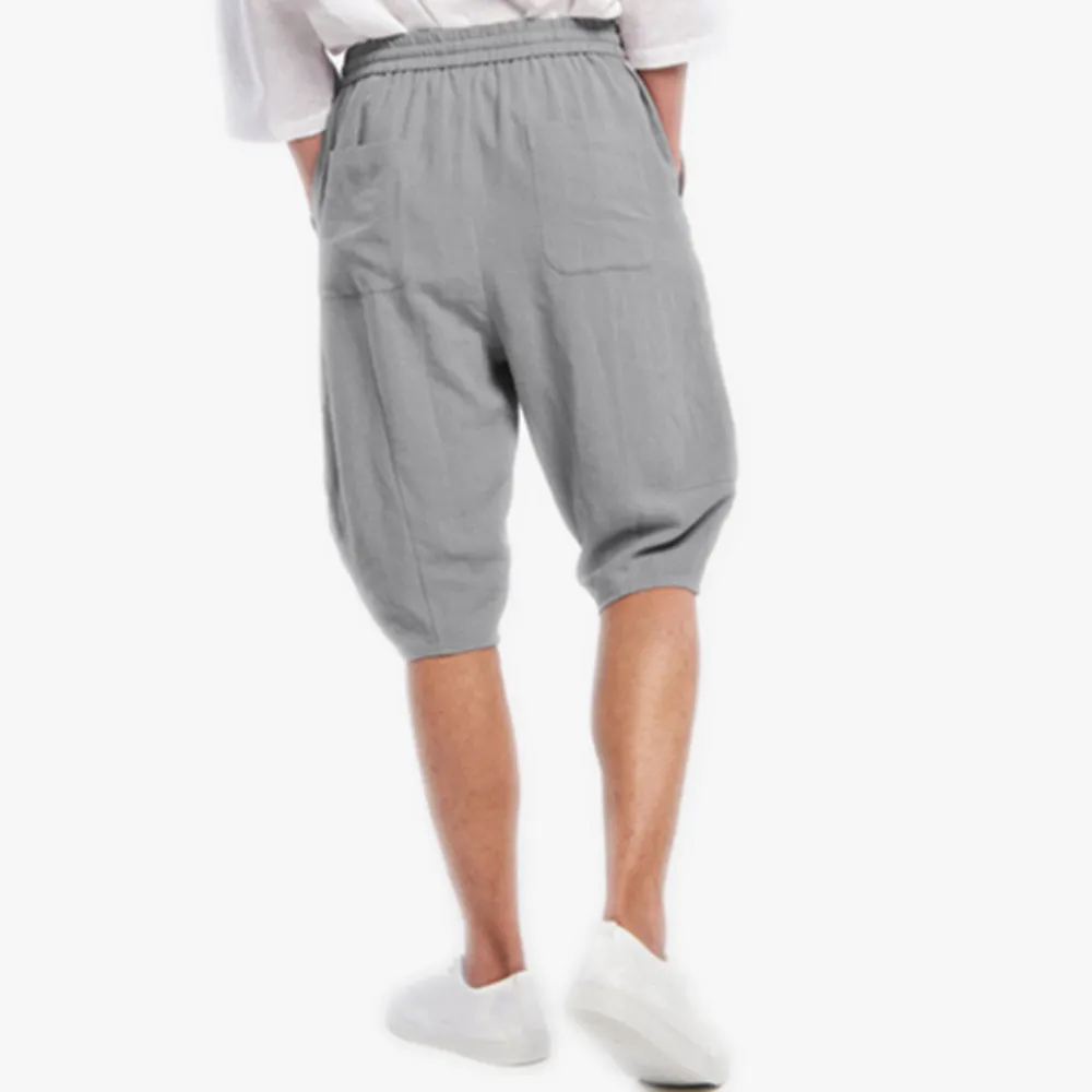 Knee-Length Drawstring Linen Shorts | Men's Casual Linen Shorts