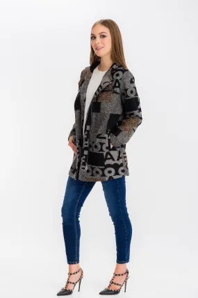 Letter Print Hoodie Long Jacket