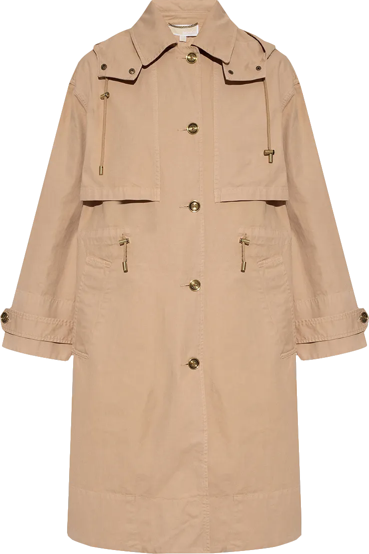 Michael Kors Camel Beige Hooded Trench Coat BNWT UK S