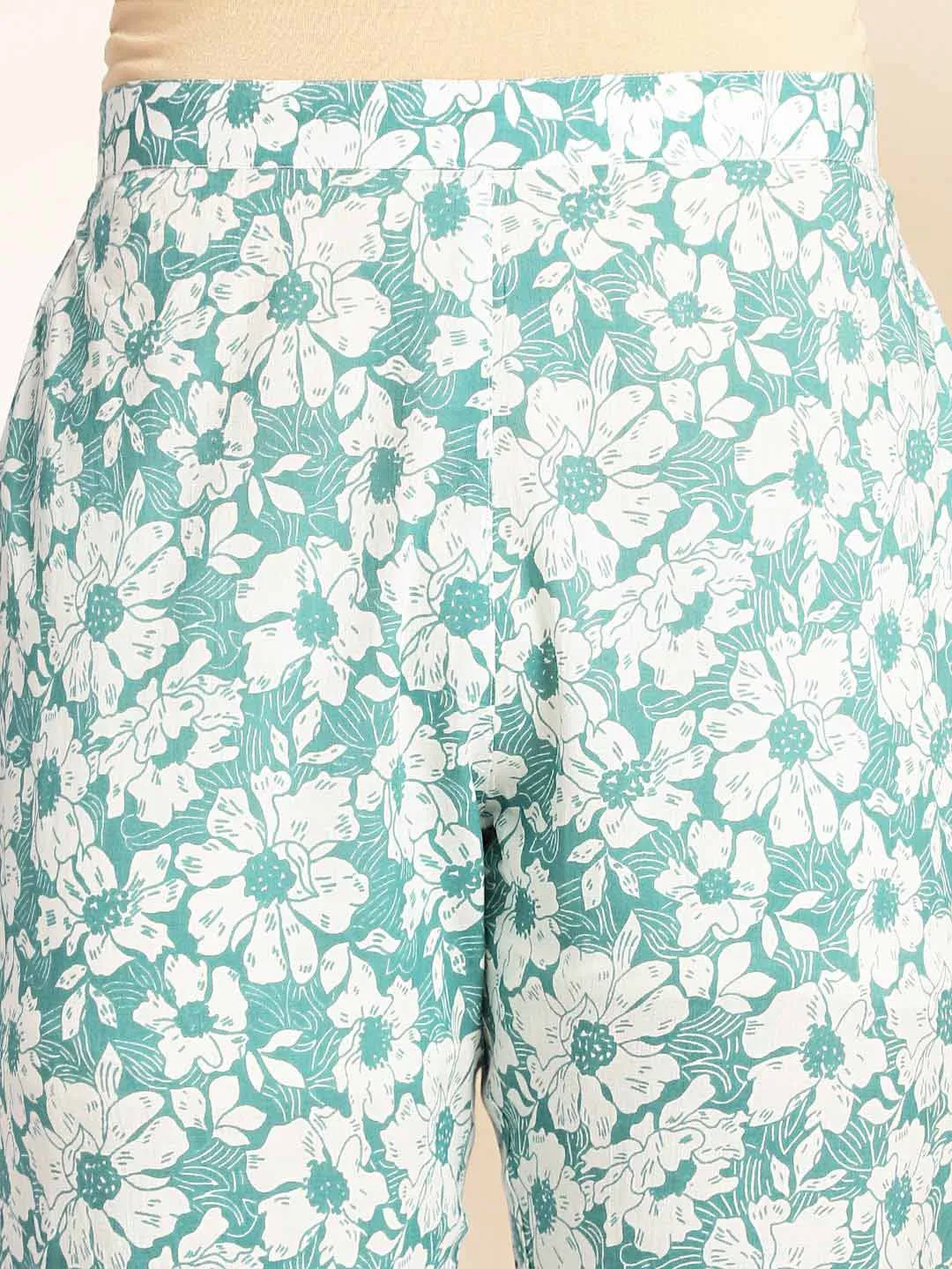 Mint Cotton Floral A-Line Co-ord Set