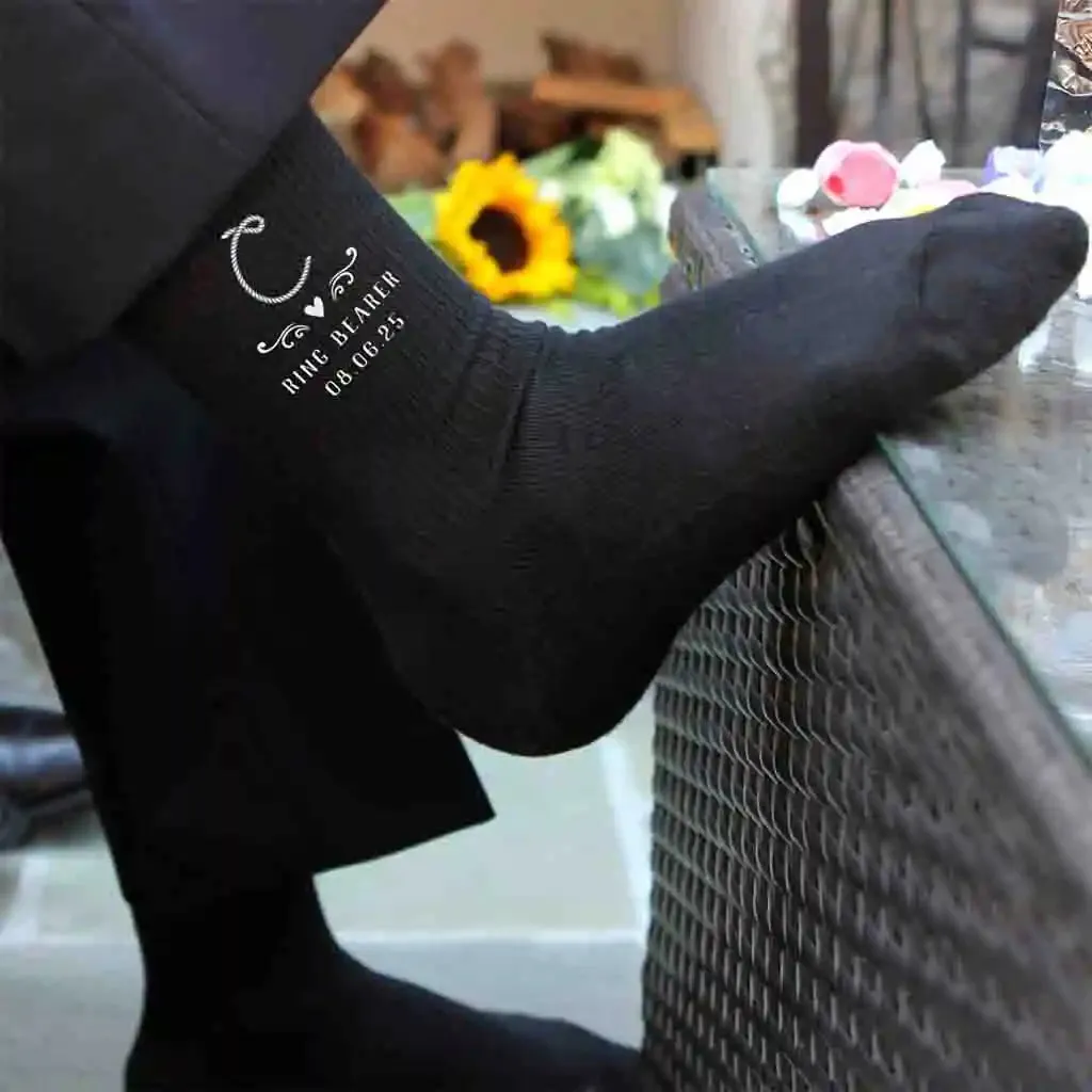 Monogram Ring Bearer Socks for the Ranch Wedding Theme