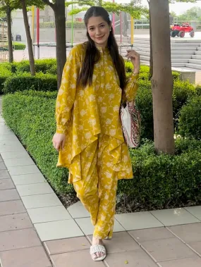 Mustard Cotton Floral Printed Co-ord Set