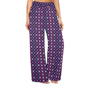 petals purple print 2 Women's Wide Leg Lounge Pants (Model L77)