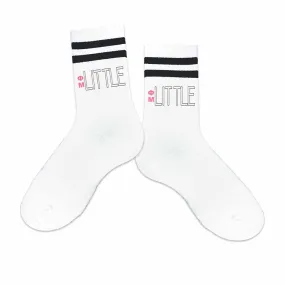 Phi Mu Sorority Socks for your Big and Little with Greek Letters on Striped Cotton Crew Socks