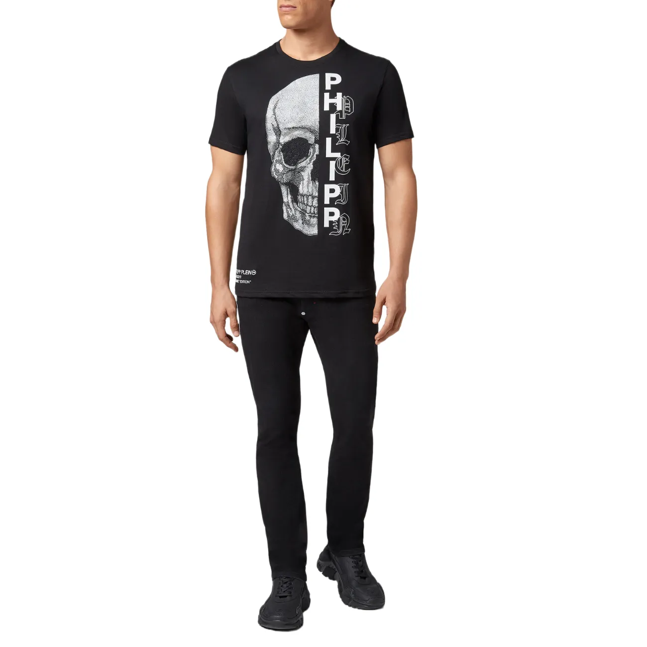 Philipp Plein Platinum Cut Round Neck Gothic Men's T-Shirt