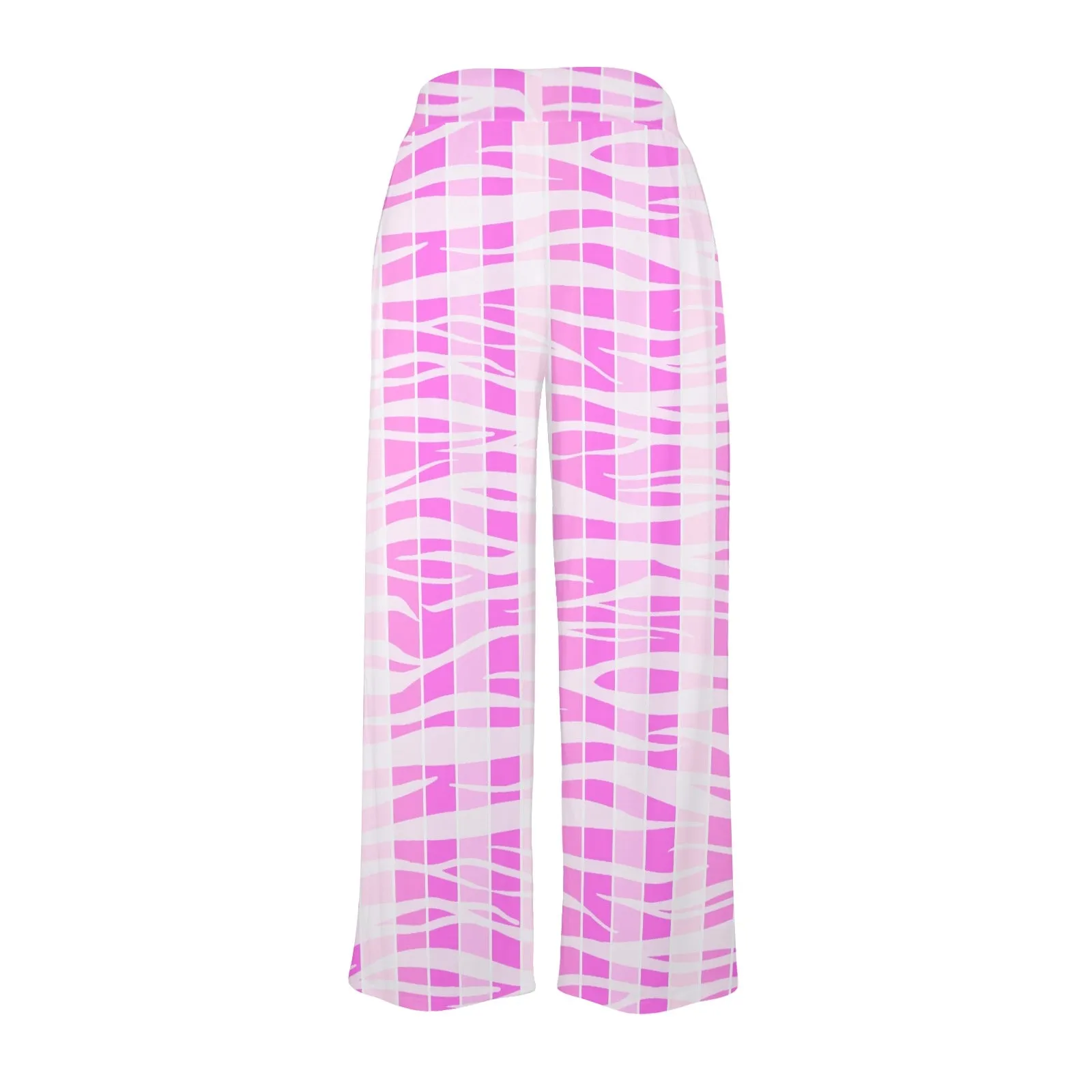 pink striped tiger striped print Women's Wide Leg Lounge Pants (Model L77)