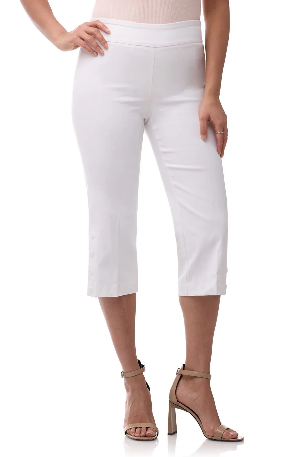 Rekucci EcoCosy Straight Leg Capri with Button Detail