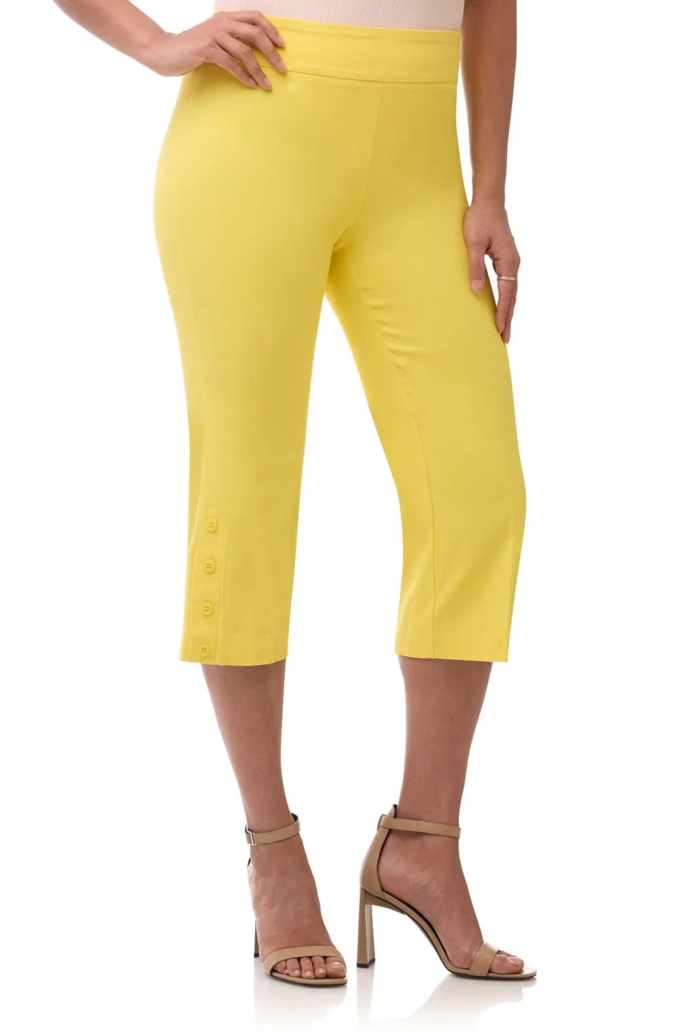 Rekucci EcoCosy Straight Leg Capri with Button Detail