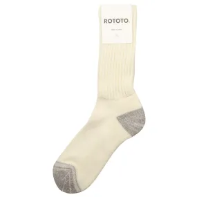 RoToTo - Coarse Ribbed Old School Crew Socks - Ecru