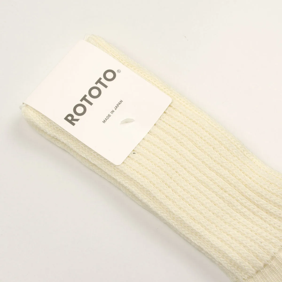 RoToTo - Coarse Ribbed Old School Crew Socks - Ecru