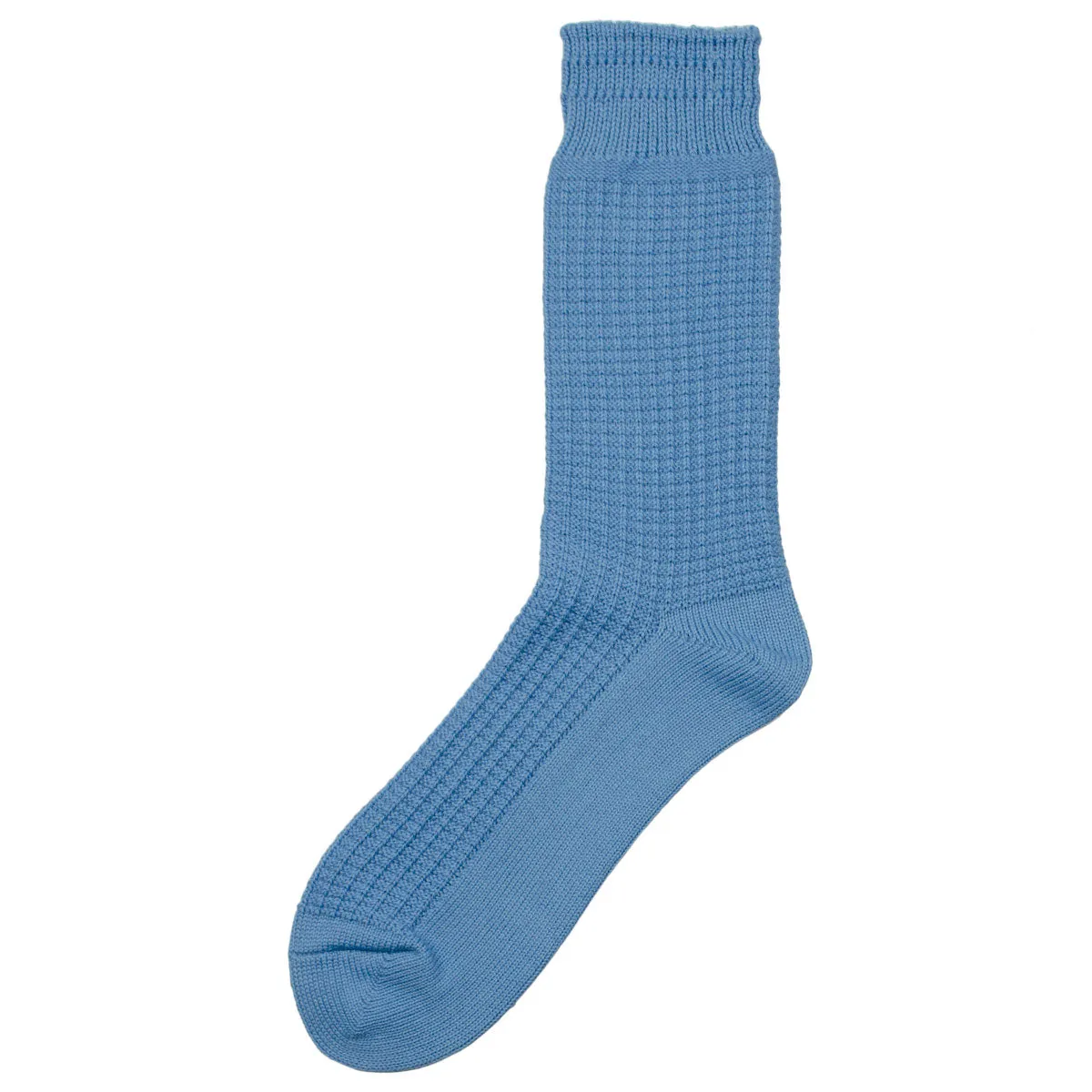 RoToTo - Cotton Waffle Crew Socks - Sky Blue