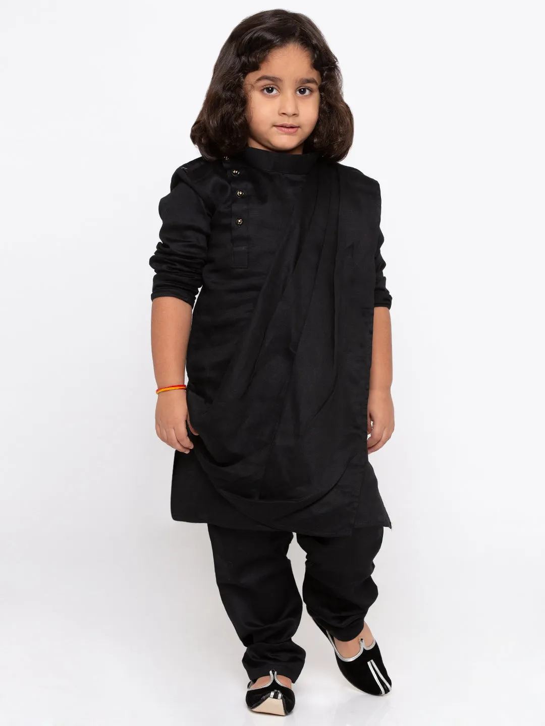 Vastramay Boy's Black Solid Kurta with Pyjama Set