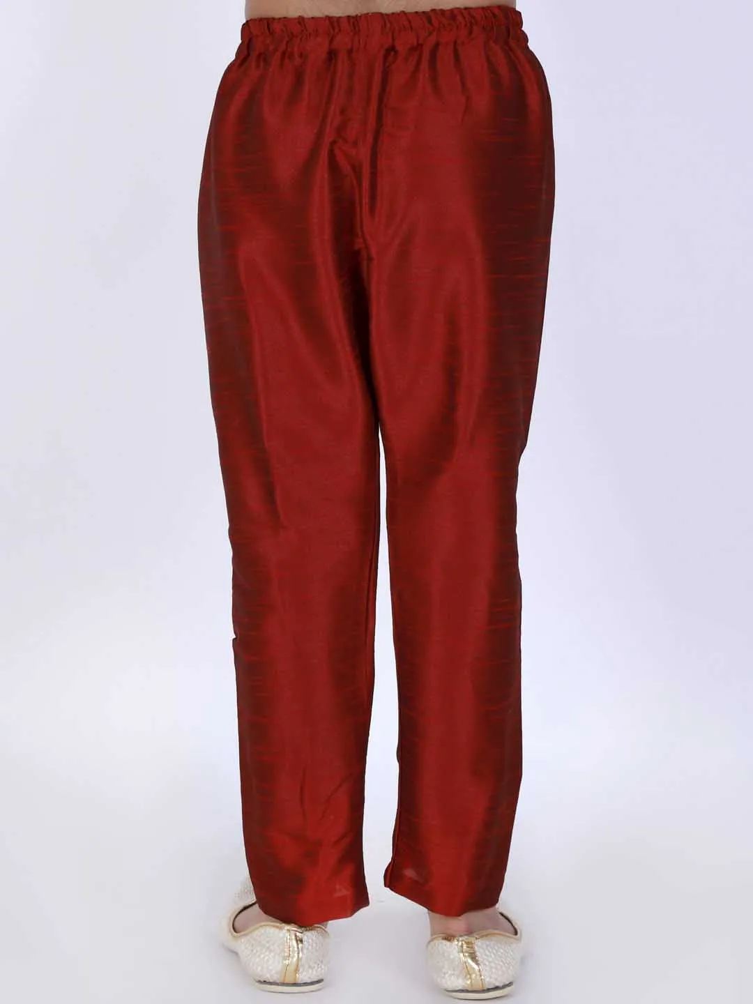 VASTRAMAY Boy's Maroon Solid Ethnic Pyjamas